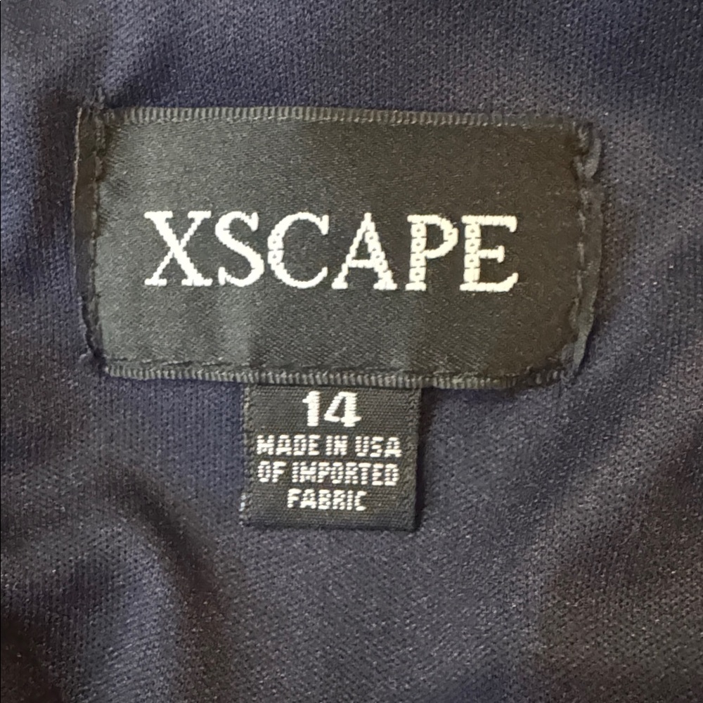 NWT Xscape Navy Lace  Dress w/ Navy Fabric Flowers Throughout - Picture 9 of 13